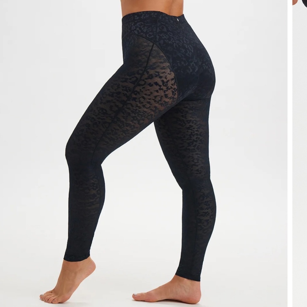 Fabletics High-Waisted Leopard Mesh Black Leggings